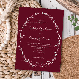 Fin Burgundy Rustic Wildblomen Bröllop Inbjudningar