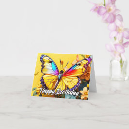 Fin Butterfly Illustration Grattis på födelsedagen Kort