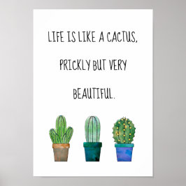 Fin cactus fras med tre cactus teckning poster