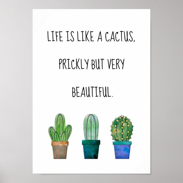 Fin cactus fras med tre cactus teckning poster (Framsidan)