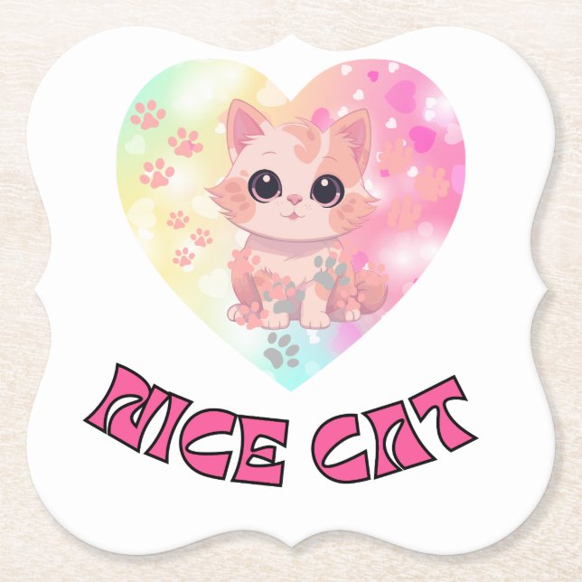 Fin CAT med trevlig dryck Underlägg Papper (Framsida)