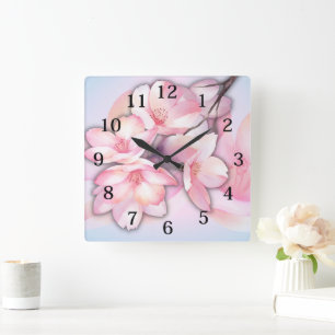 Fin Cherry Blommar Acrylic Wall Clock Fyrkantig Klocka