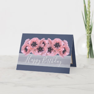 Fin Chic Blommigt Bouquet Rosa Poppy Birthday Kort