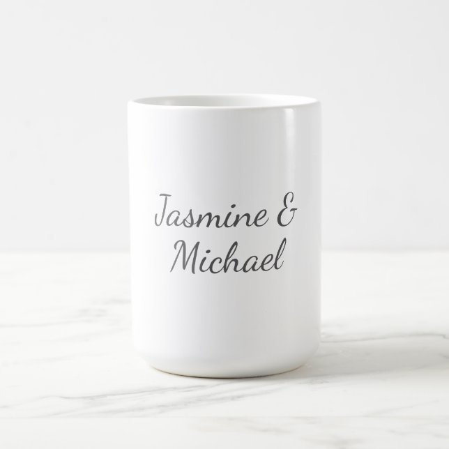 Fin Chic Calligraphy Couple Namn Bröllop Kaffemugg (Center)