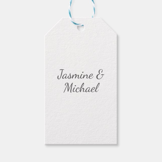 Fin Chic Calligraphy Couple Namn Bröllop Presentetikett (Framsidan)