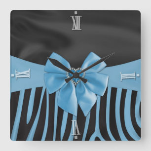 Fin chic elegant silke textileeffekter zebra fyrkantig klocka
