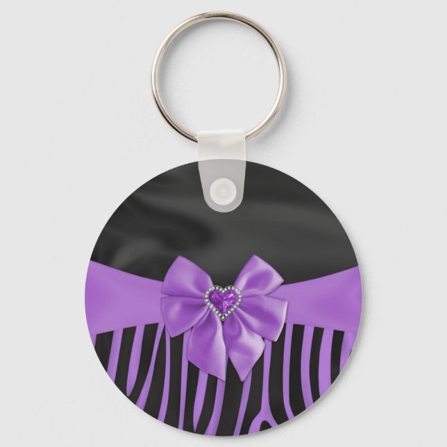 Fin chic elegant silke textileeffekter zebra nyckelring (Framsida)