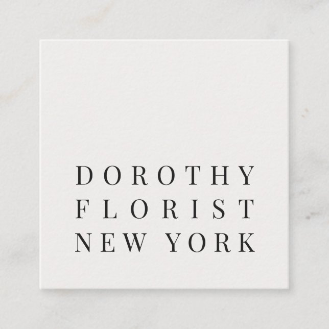 Fin chic vit elegant minimalistisk florist fyrkantigt visitkort (Framsida)