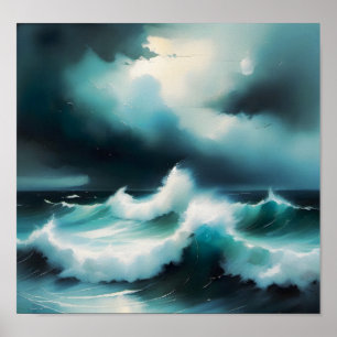 Fin coola Blue Ocean vinkar-målning Poster