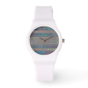 Fin coola färglös aztec-geometrisk mönster armbandsur
