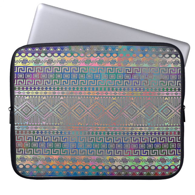 Fin coola färglös aztec-geometrisk mönster laptop sleeve (Framsidan)