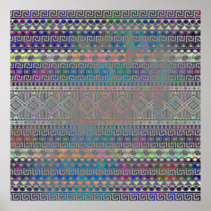Fin coola färglös aztec-geometrisk mönster poster