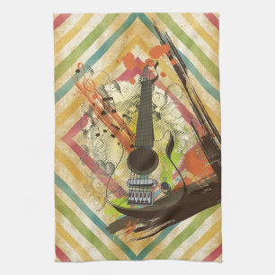 Fin coola vintage Guitar musik noter Kökshandduk