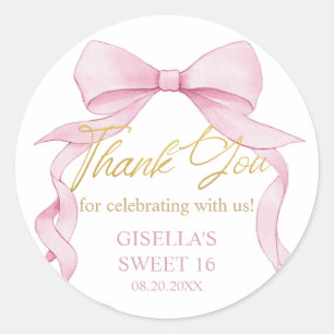 Fin Coquette Rosa Ribbon Bows Sweet sixteen 16 Runt Klistermärke
