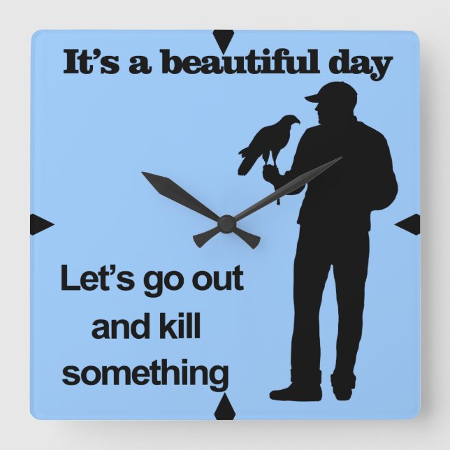 Fin dag för Falconry Fyrkantig Klocka (Framsida)