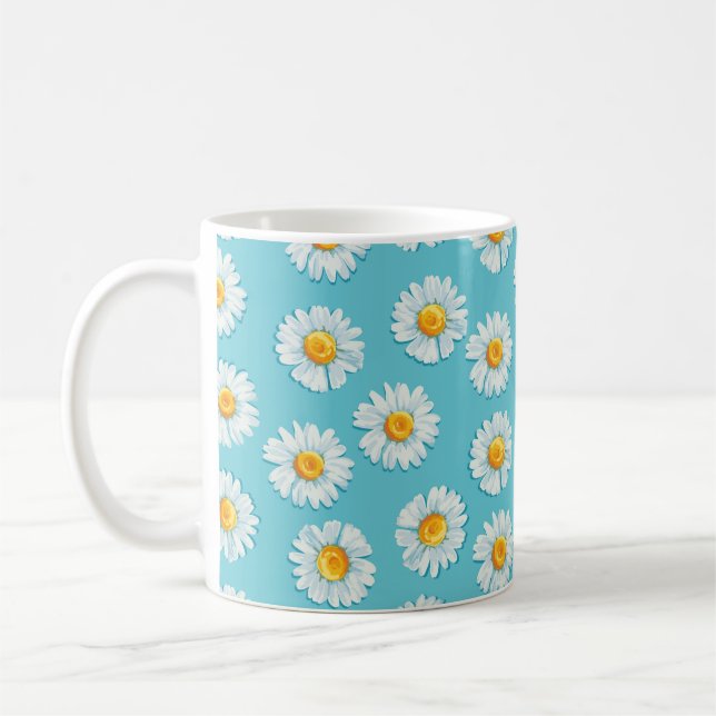 Fin daisy blommor sömlös mönster kaffemugg (Vänster)