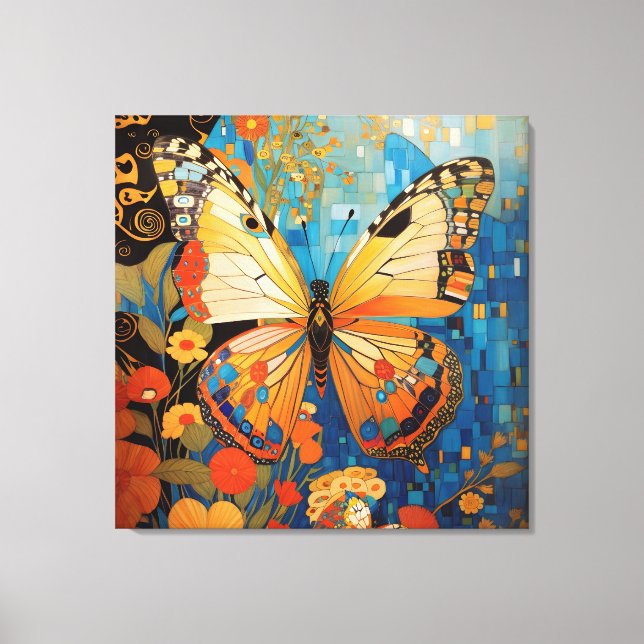 Fin dekorativ fjärilsmussla Blommigt Canvastryck (Framsida)