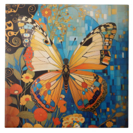 Fin dekorativ fjärilsmussla Blommigt Kakelplatta