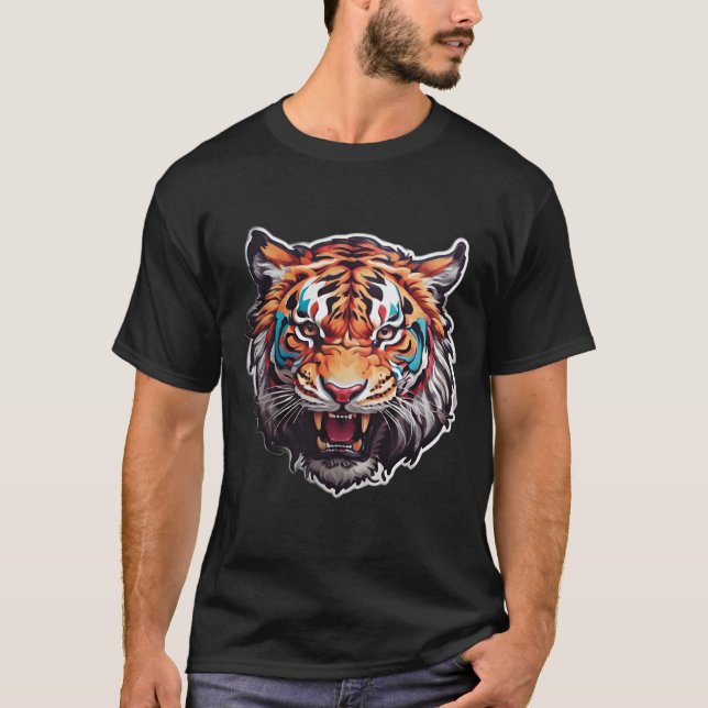 Fin design med roterande tiger t shirt (Framsida)