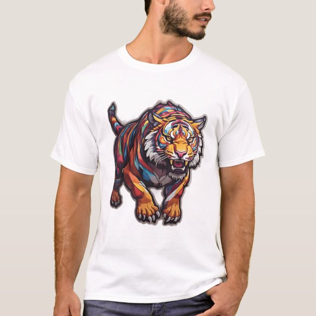 Fin design med roterande tiger t shirt (Framsida)