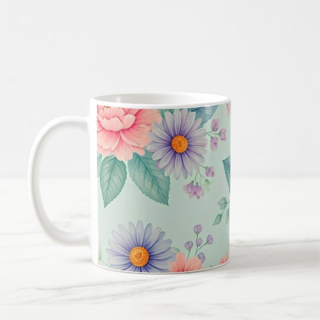 Fin Elegant Blommigt Kaffemugg (Vänster)