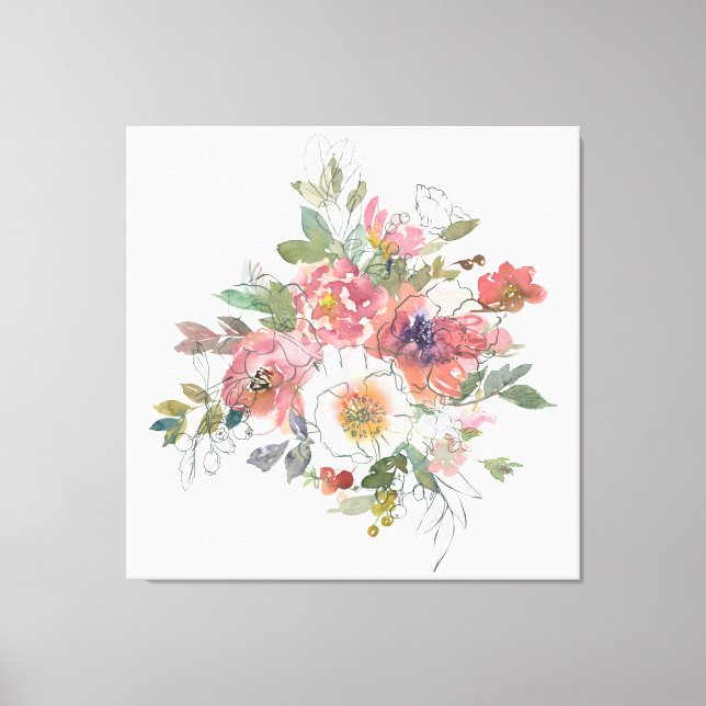 Fin Elegant: blommor bouquet art Canvastryck (Framsida)