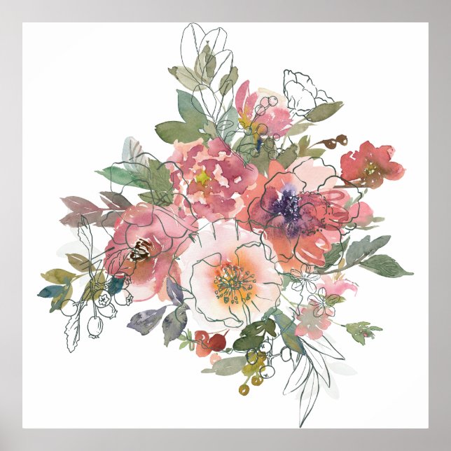 Fin Elegant: blommor bouquet art Poster (Framsidan)