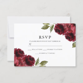 Fin Elegant Burgundy Red Flowers Bröllop OSA Kort