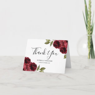 Fin Elegant Burgundy Red Flowers Bröllop Tack Kort