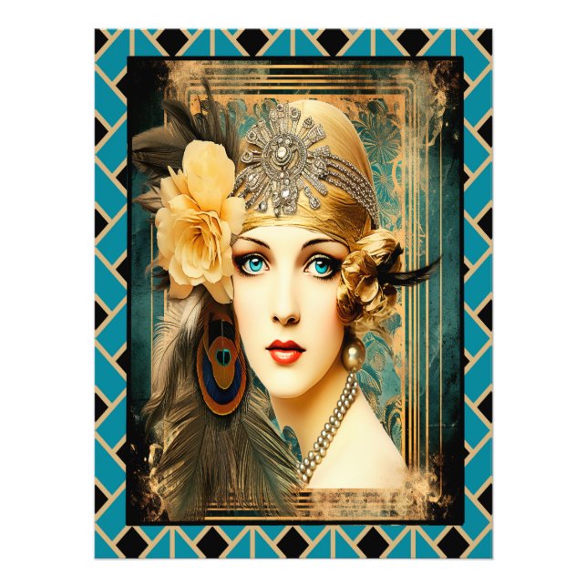 Fin Elegant Flapper Poster. Fototryck (Framsidan)