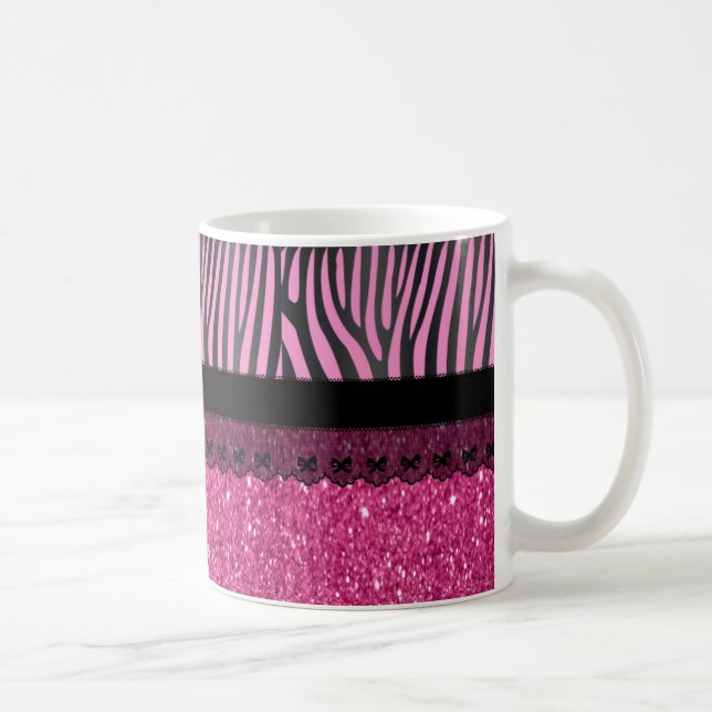 Fin elegant, giftig zebra snöre glitter, effekt kaffemugg (Höger)