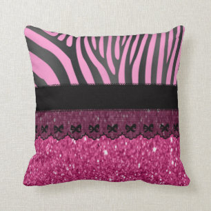Fin elegant, girig zebra, glansig glitter kudde