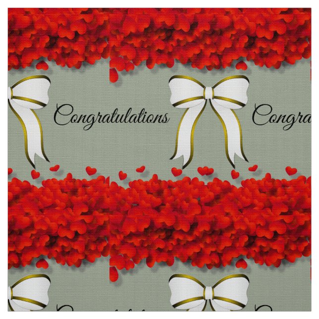 Fin elegant Hearts Mönster med vit bin Tyg (Provkarta)