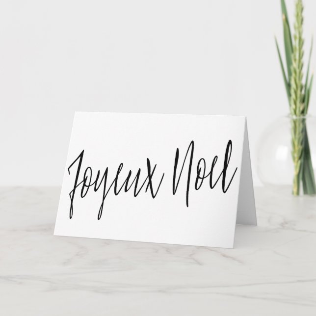 Fin enkel kalligrafi "Joyeux Noel" Helgkort (Framsida)