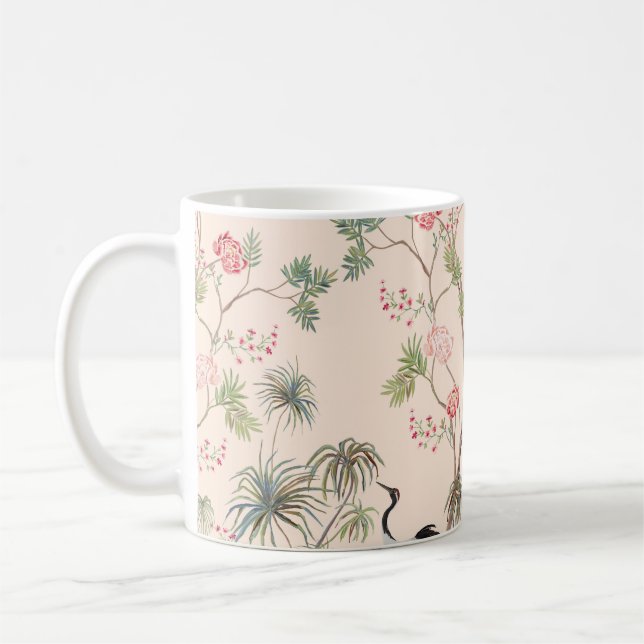 Fin exotisk chinoiserie tapet. Hand plockade Kaffemugg (Vänster)