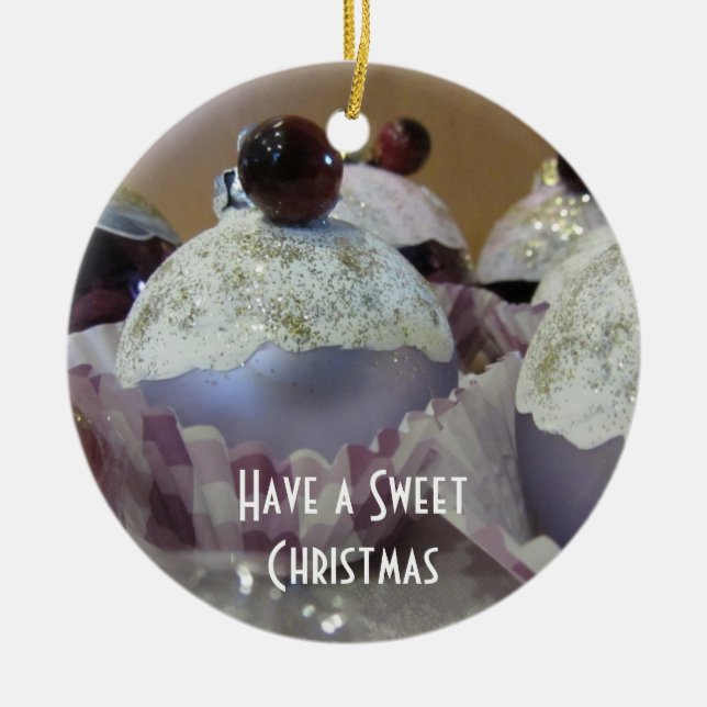 Fin fancy Christmas-cupcake Julgransprydnad Keramik (Framsidan)