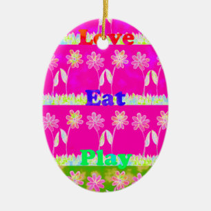 Fin fantastisk färgstark text i Flora Julgransprydnad Keramik