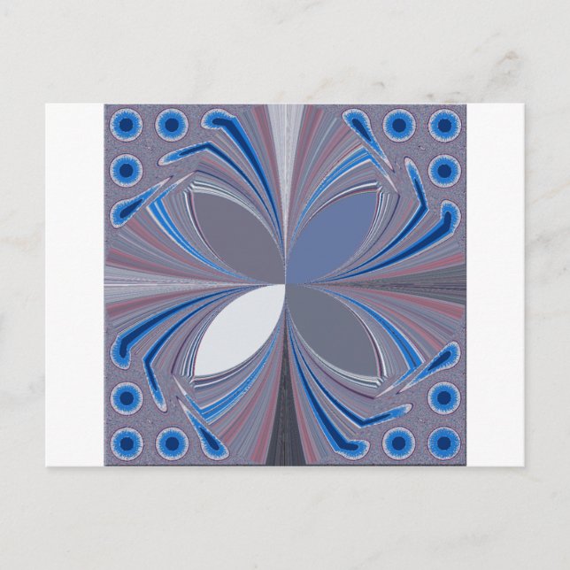 Fin, fantastisk fjärilskonst Blåblå färg Art Vykort (Framsida)