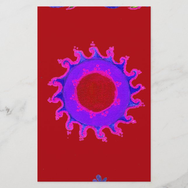 Fin Fantastisk Indian Motif Mehndi Maroon Art. Brevpapper (Framsida)