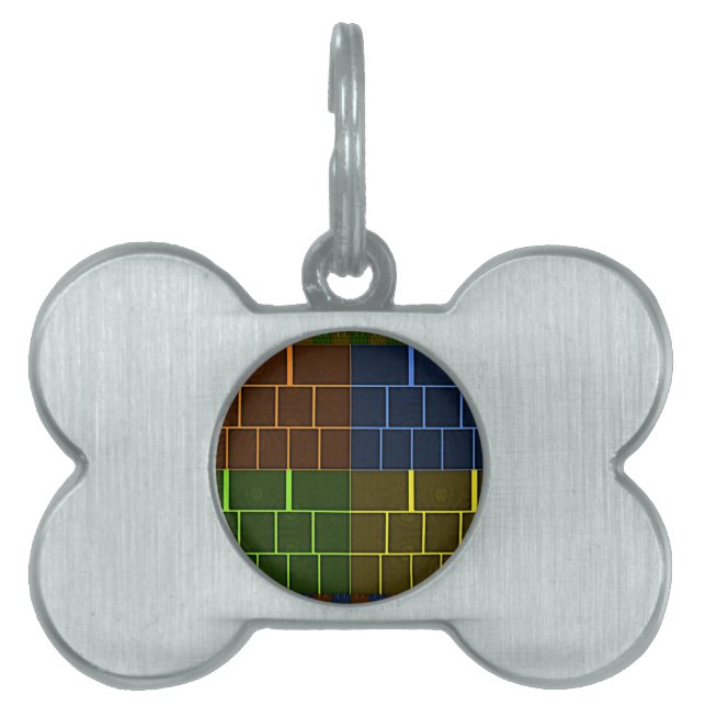 Fin Fantastisk Rainbow Färg Geometridesign Namnbricka Husdjur (Framsidan)