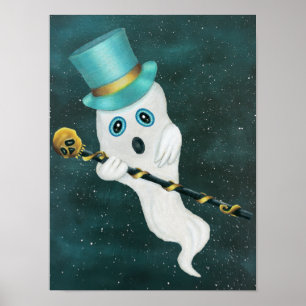Fin fantom dumma ansiktshatt och käpp stjärnhimmel poster