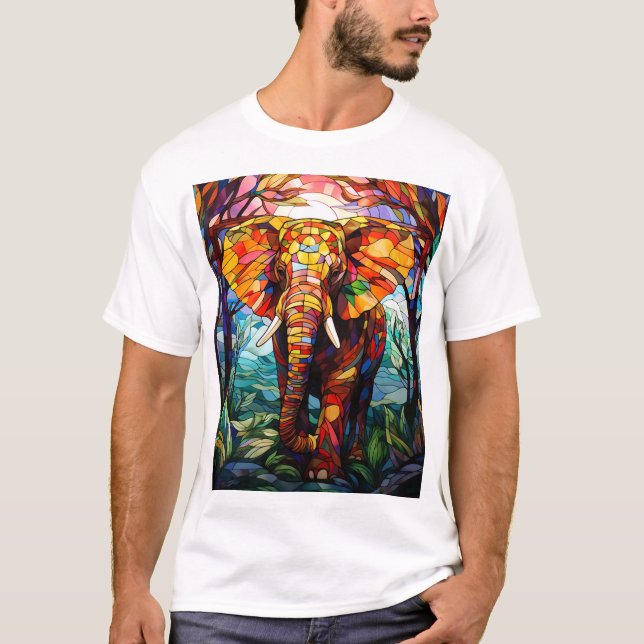Fin färgad elefant t shirt (Framsida)