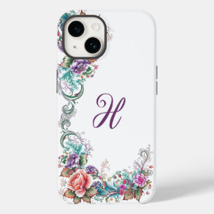 Fin färgstark Blommigt Monogrammad