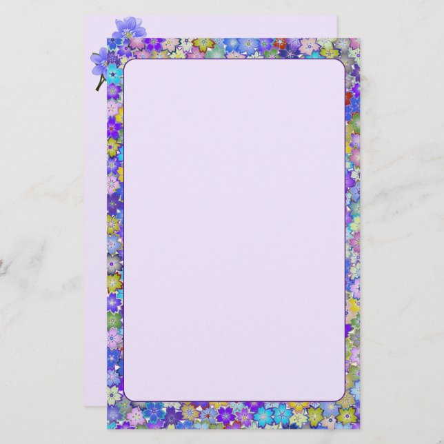 Fin färgstark Blommigt stationär (Fram/baksida)