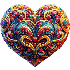 Fin färgstark Rulla Heart Valentine Julkort