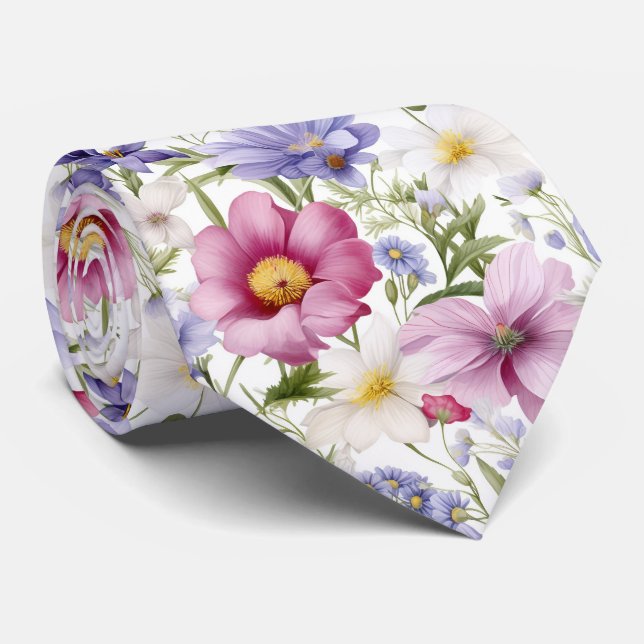 Fin färgstark sommartid, Blommigt Slips (Rullad)