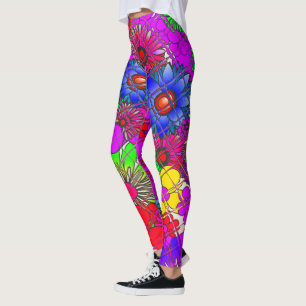 Fin färgstark utformning av Blommönstret Fantastis Leggings