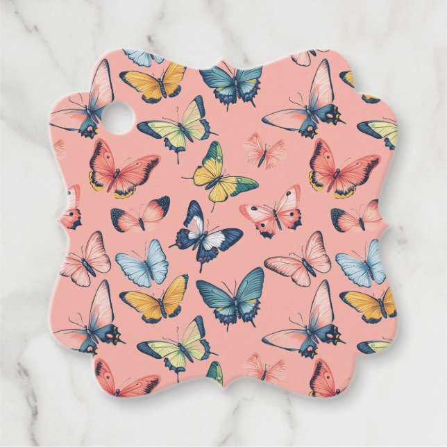 Fin färgstark utskrift av fjäril gåvor etiketter (Framsida)