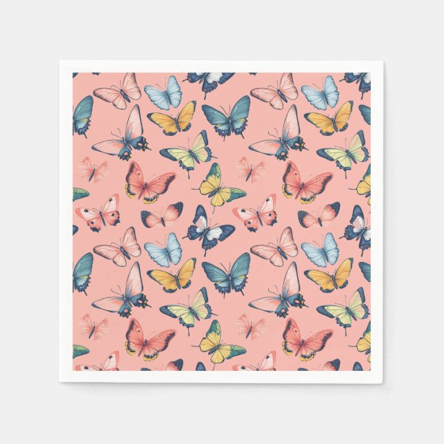 Fin färgstark utskrift av fjäril pappersservett (Framsidan)