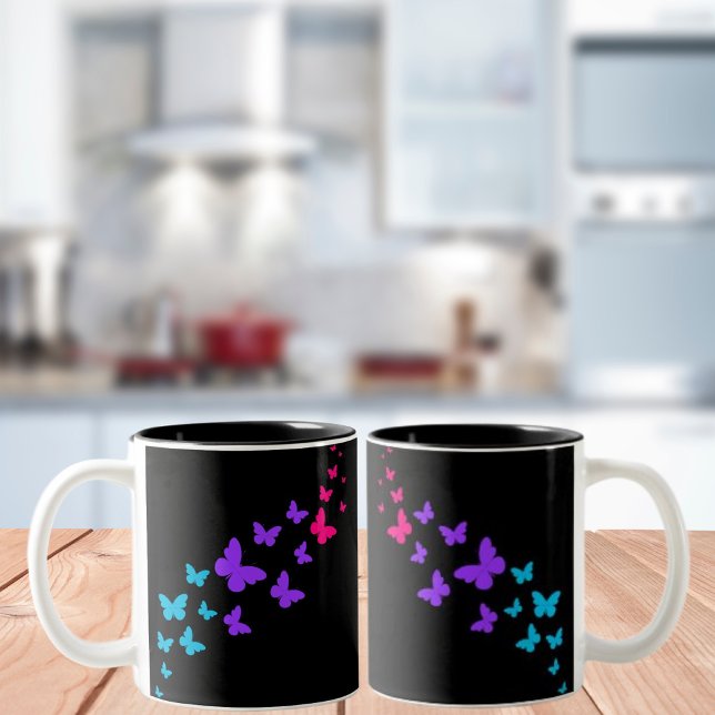 Fin fjärilsmussla Pridets utformning Två-Tonad Mugg (Skapare uppladdad)